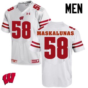 Men's Wisconsin Badgers NCAA #58 Mike Maskalunas White Authentic Under Armour Stitched College Football Jersey JE31P65WH